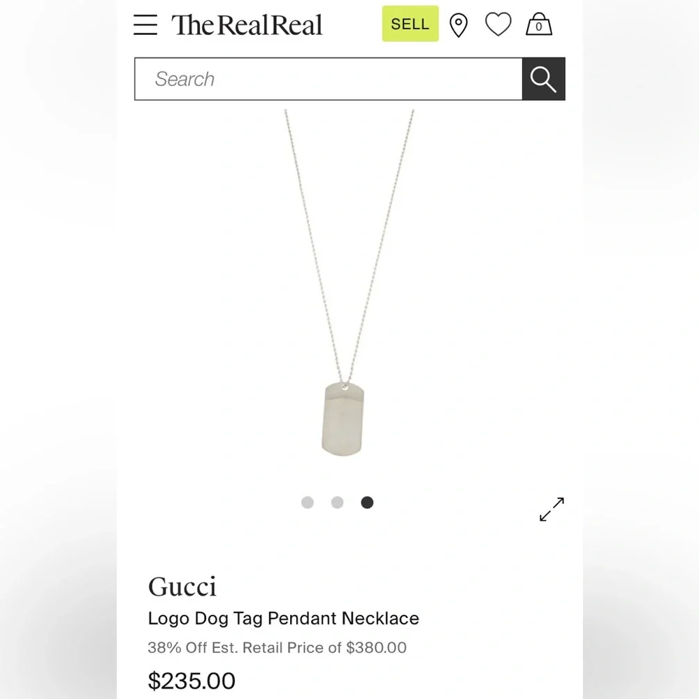 Gucci Dog Tag Pendant 925 Sterling Silver